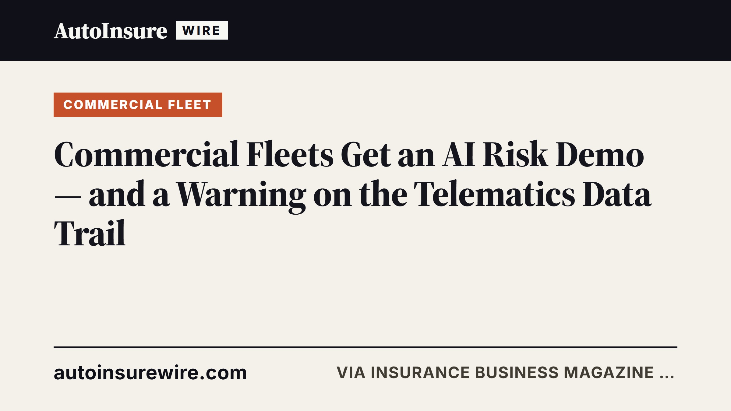 Commercial Fleets Get an AI Risk Demo — and a Warning on the Telematics Data Trail